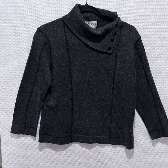 Carlisle Sweaters - CARLISLE Charcoal Gray Silk Cashmere Blend Mock Neck Sweater Top Size L‎